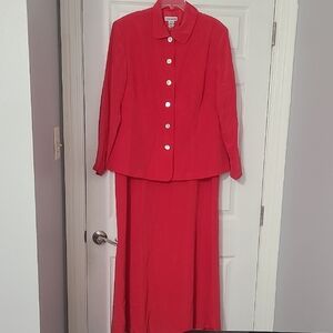 Jessica London Bold Red Button-Front Jacket & Long Skirt Set